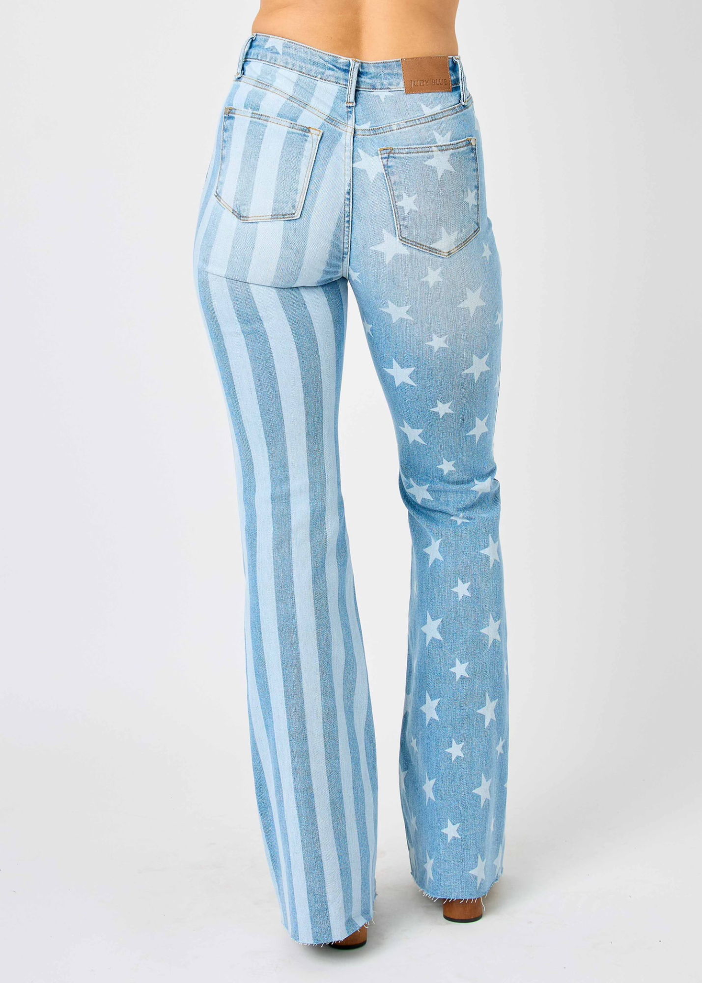 Judy Blue High Waist Bleached Stars & Stripes Flare Jeans