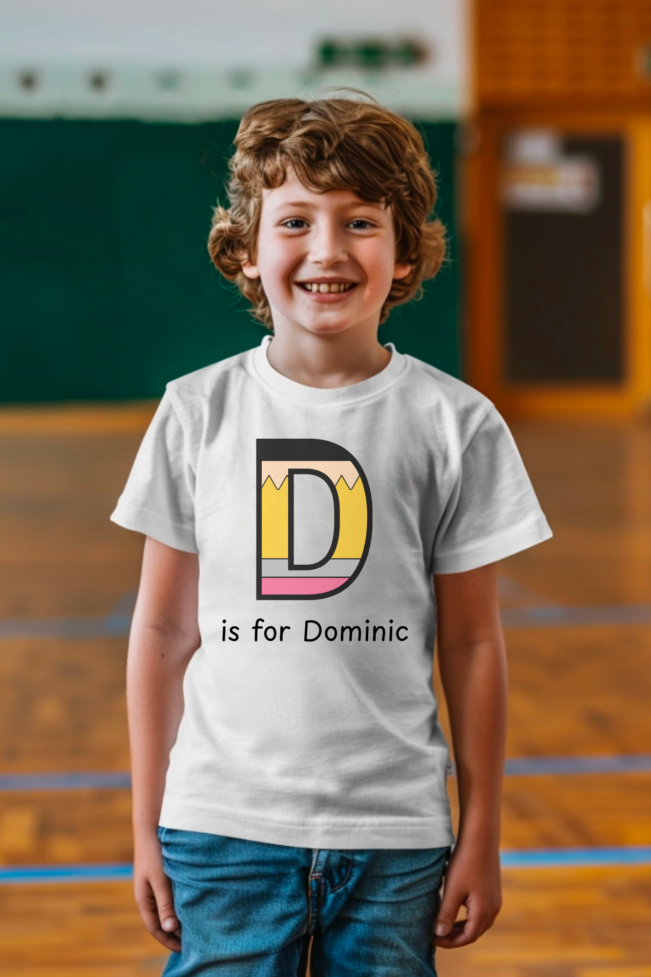 Personalized Pencil Letters Kids Graphic Tee