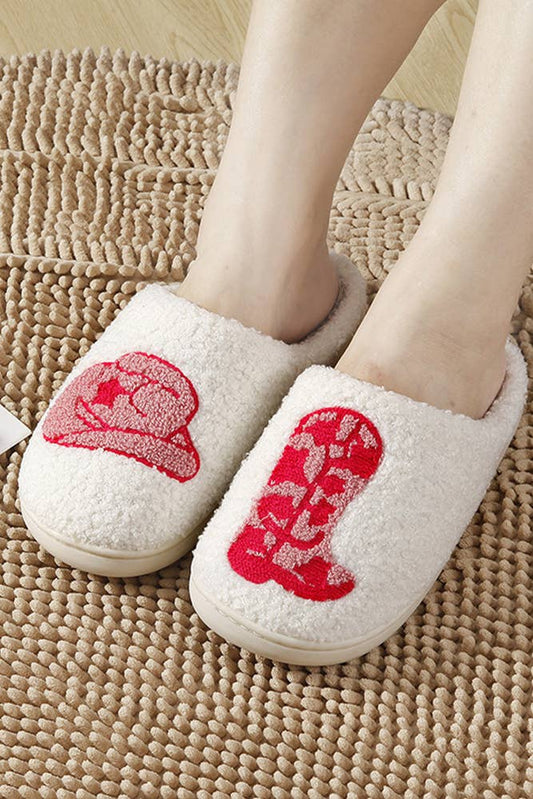 Cute Cozy Hat and Boots Fluffy Slippers CF-MMD008: White, 41-42