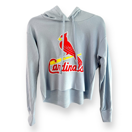 "Cardinals" Powder Blue Crop Hoodie