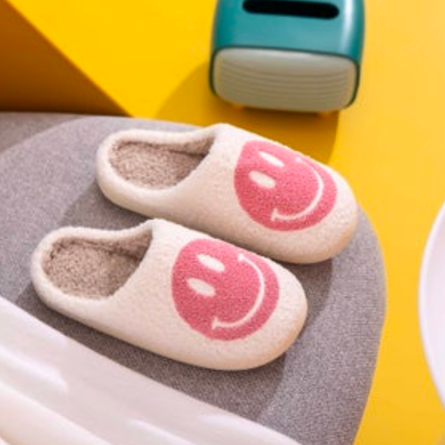 Pink Smiley Slippers