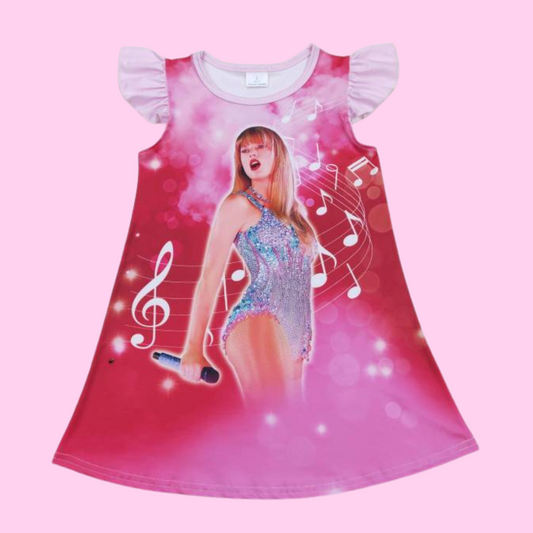 "Taylor On Tour" Flutter Sleeve Pajama Dress