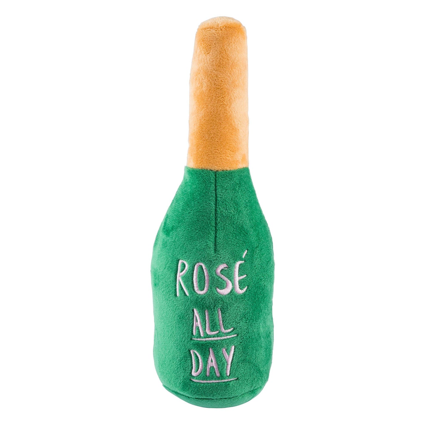 Woof Clicquot Rose' Champagne Bottle Squeaker Dog Toy: Large