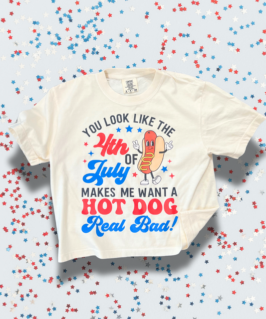 "Makes Me Want A Hotdog Real Bad" Boxy Crop