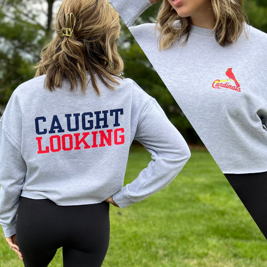 "Caught Looking" Cardinals Crop Sweatshirt