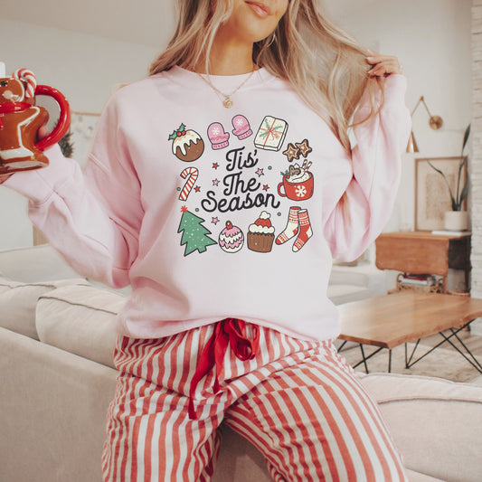 "Tis The Season" Cute Pink Sweatshirt