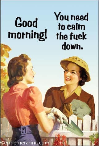 "Good morning! You need to calm the fuck down" Magnet