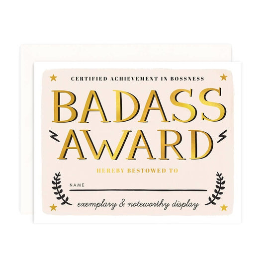 Badass Award Greeting Card - Gold Foil