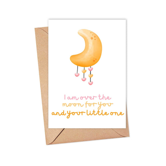 Over the Moon Cute Baby Card for Expectant Mothers New Baby