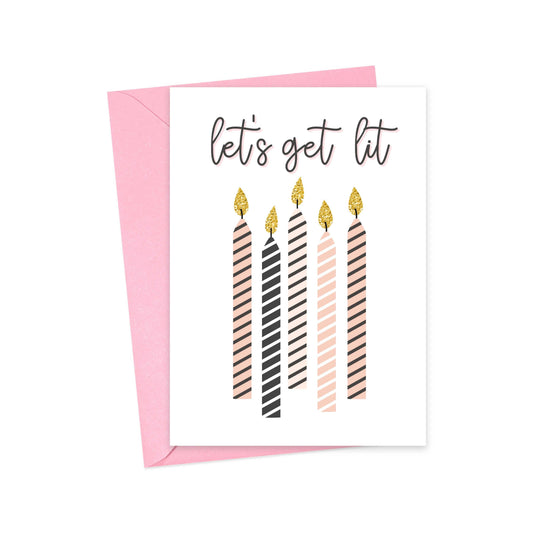 Lets Get Lit Funny Birthday Card for Her Cute Greeting Cards