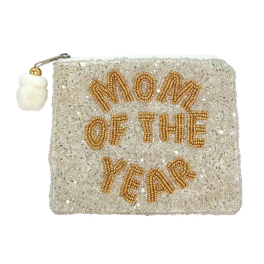 Mom Of The Year Beaded Coin Purse